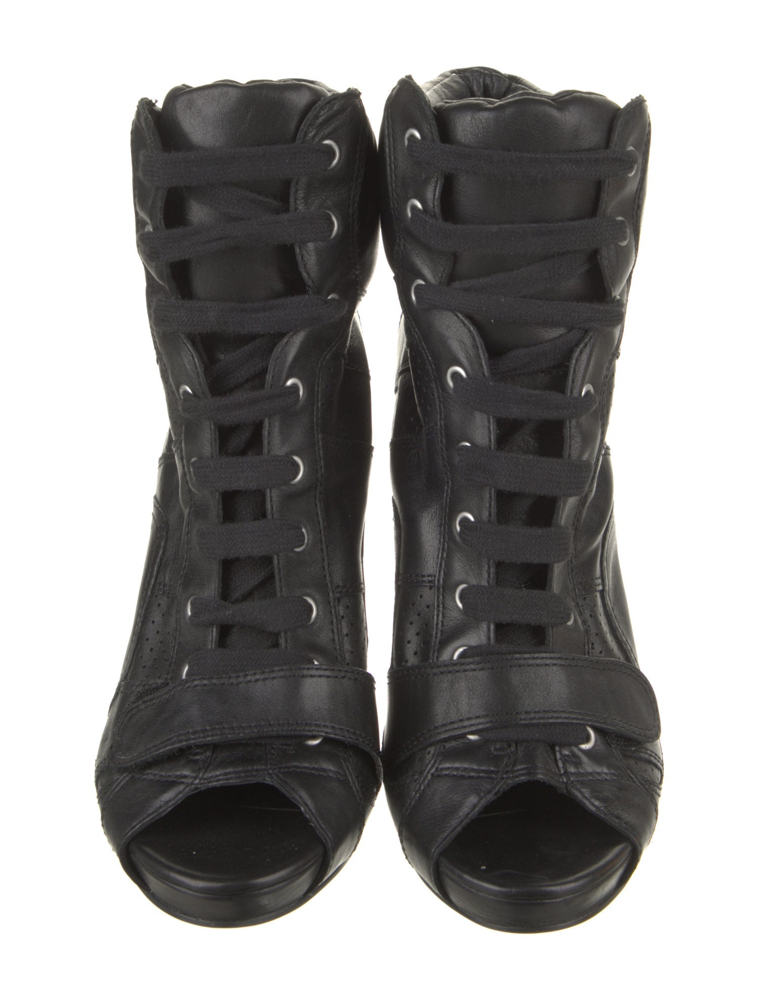 Ash Leather Floral Print Lace-Up Boots